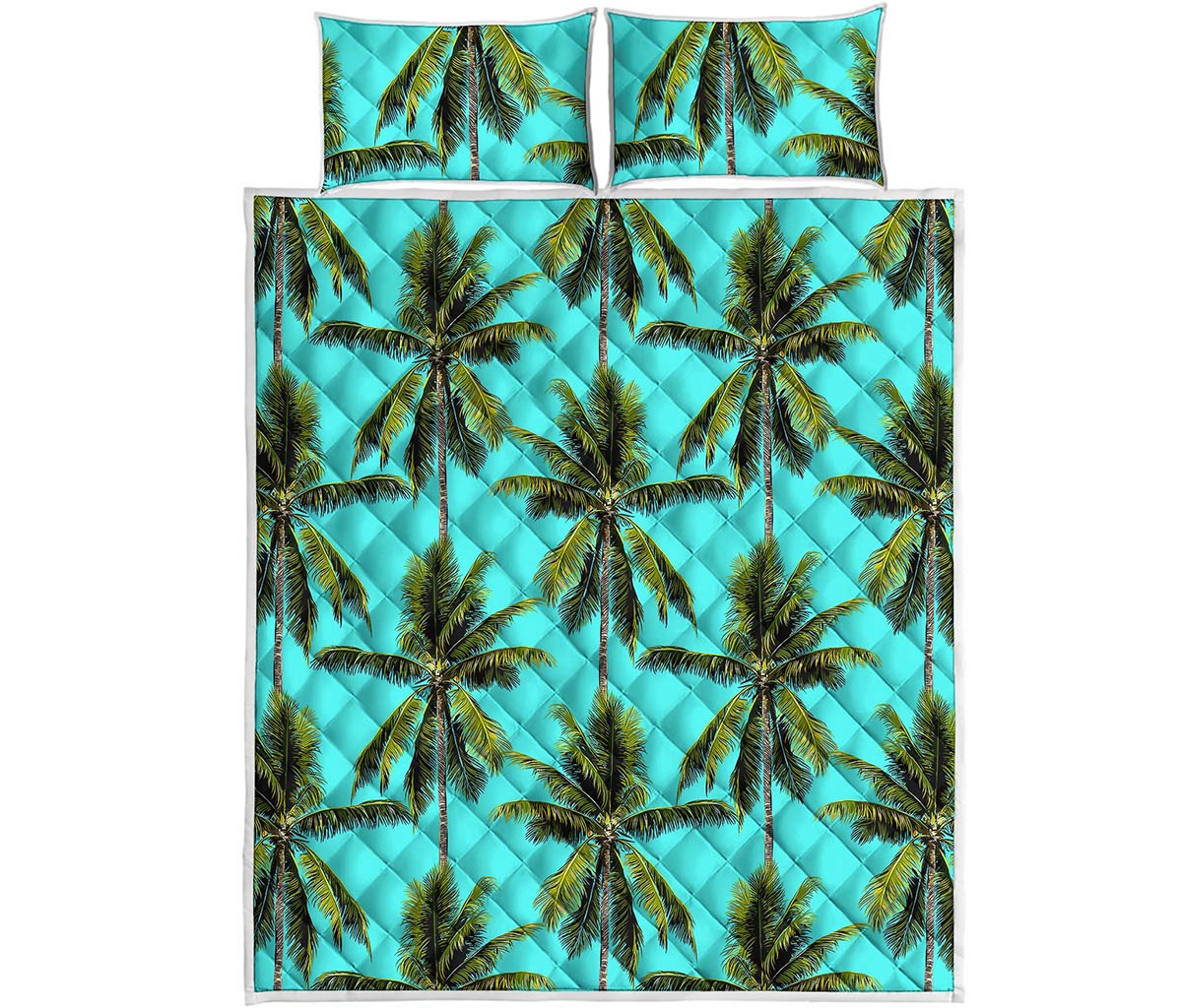 Tropical Palm Tree Pattern Print Quilt Bed Set