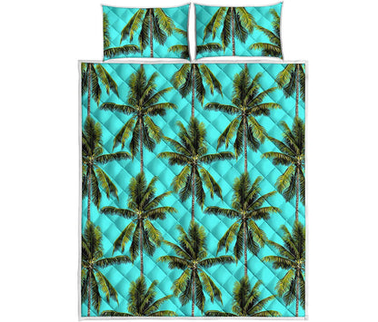 Tropical Palm Tree Pattern Print Quilt Bed Set