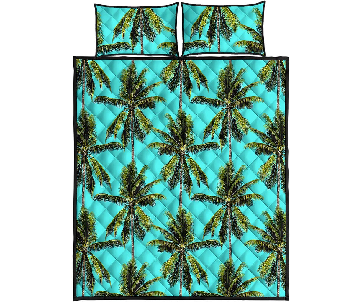 Tropical Palm Tree Pattern Print Quilt Bed Set
