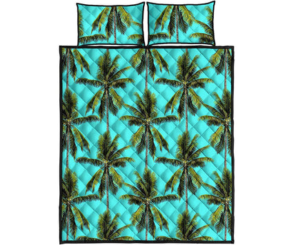 Tropical Palm Tree Pattern Print Quilt Bed Set