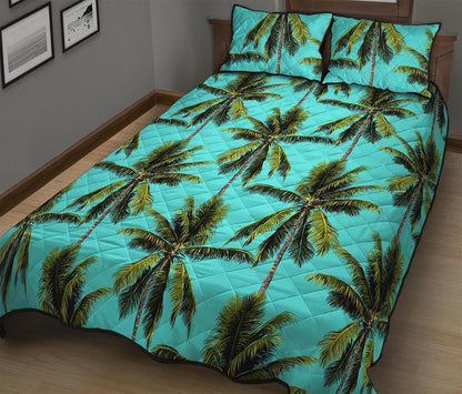 Tropical Palm Tree Pattern Print Quilt Bed Set