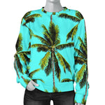 Tropical Palm Tree Pattern Print Women's Crewneck Sweatshirt GearFrost