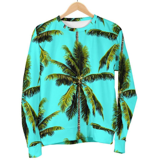 Tropical Palm Tree Pattern Print Women's Crewneck Sweatshirt GearFrost