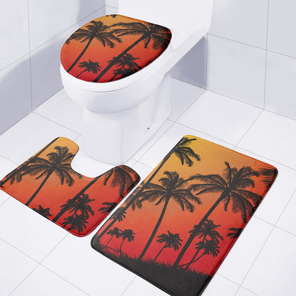 Tropical Palm Tree Sunset Print 3 Piece Bath Mat Set