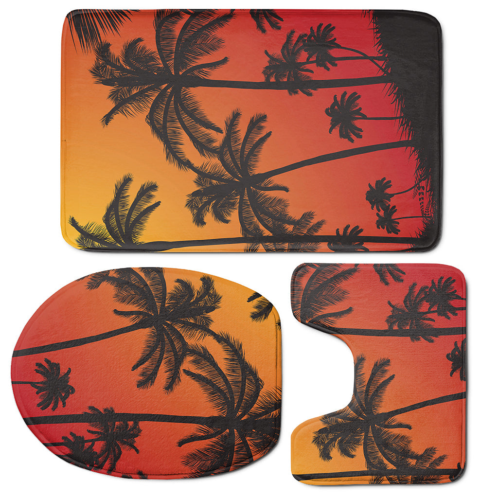 Tropical Palm Tree Sunset Print 3 Piece Bath Mat Set