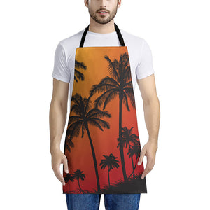 Tropical Palm Tree Sunset Print Apron