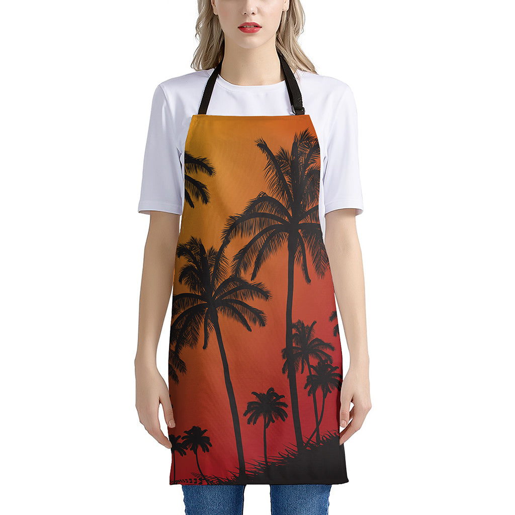 Tropical Palm Tree Sunset Print Apron