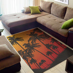 Tropical Palm Tree Sunset Print Area Rug