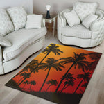 Tropical Palm Tree Sunset Print Area Rug