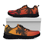 Tropical Palm Tree Sunset Print Black Sneakers