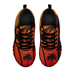 Tropical Palm Tree Sunset Print Black Sneakers