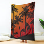 Tropical Palm Tree Sunset Print Blanket