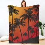 Tropical Palm Tree Sunset Print Blanket
