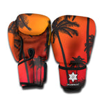 Tropical Palm Tree Sunset Print Boxing Gloves