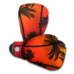 Tropical Palm Tree Sunset Print Boxing Gloves