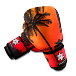 Tropical Palm Tree Sunset Print Boxing Gloves