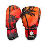 Tropical Palm Tree Sunset Print Boxing Gloves