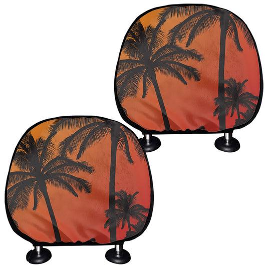 Tropical Palm Tree Sunset Print Car Headrest Covers