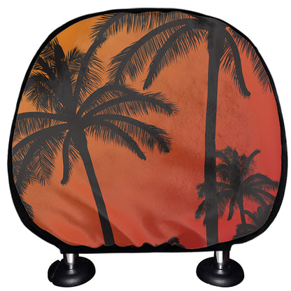 Tropical Palm Tree Sunset Print Car Headrest Covers
