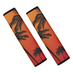 Tropical Palm Tree Sunset Print Car Seat Belt Covers