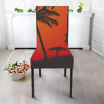 Tropical Palm Tree Sunset Print Dining Chair Slipcover