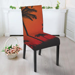 Tropical Palm Tree Sunset Print Dining Chair Slipcover