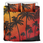 Tropical Palm Tree Sunset Print Duvet Cover Bedding Set