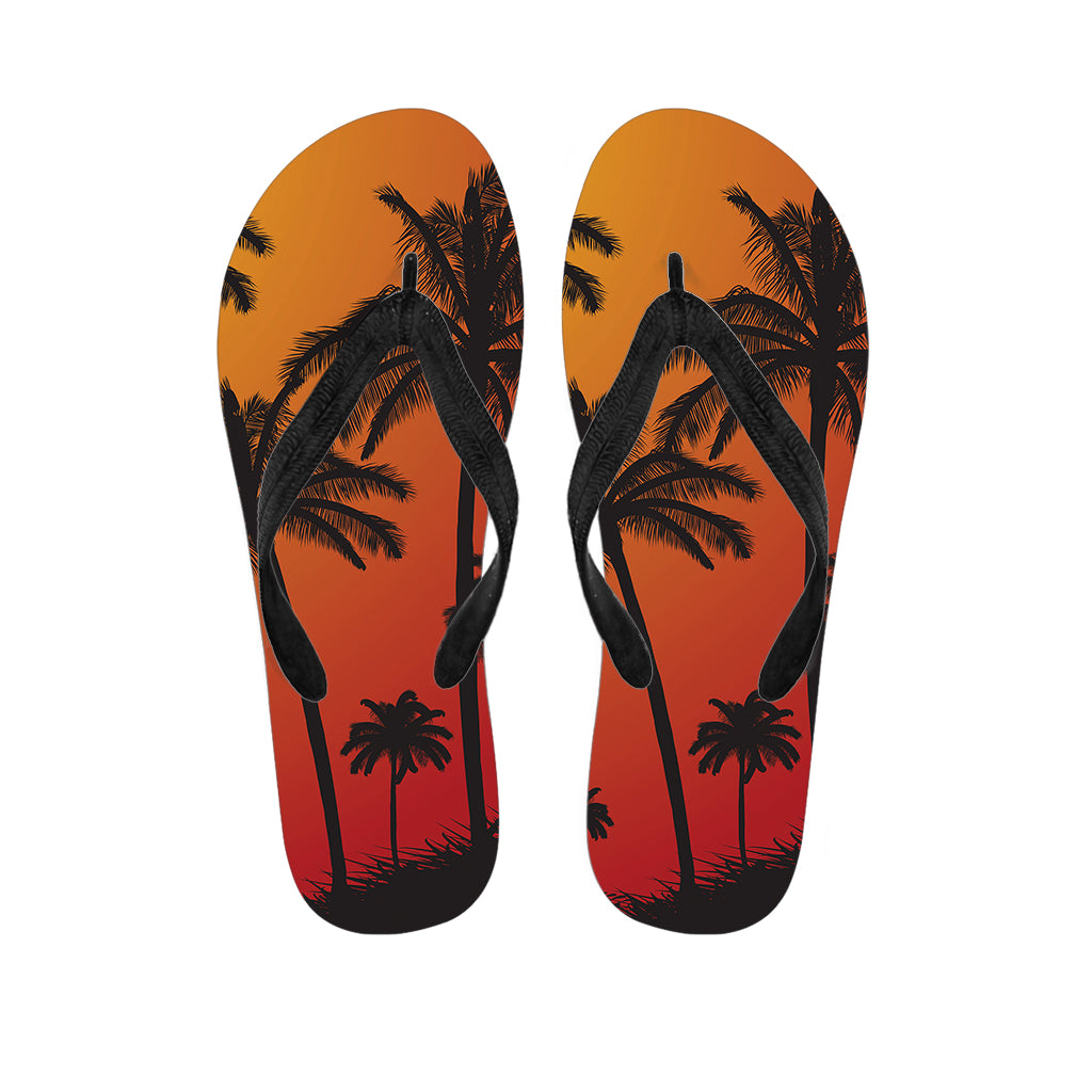 Tropical Palm Tree Sunset Print Flip Flops