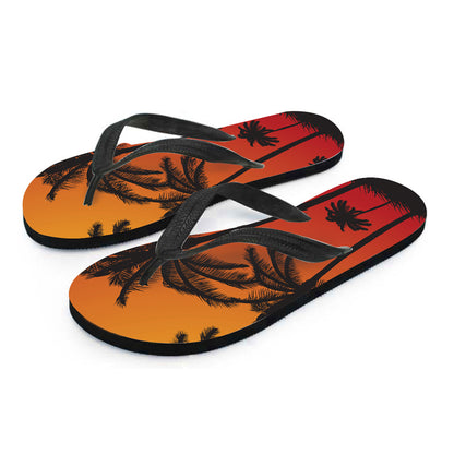 Tropical Palm Tree Sunset Print Flip Flops