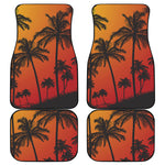 Tropical Palm Tree Sunset Print Front and Back Car Floor Mats