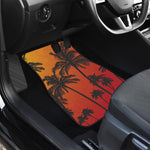 Tropical Palm Tree Sunset Print Front and Back Car Floor Mats