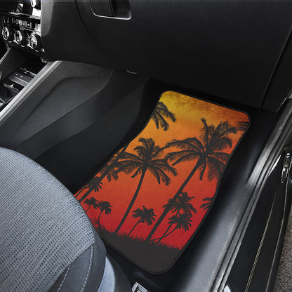 Tropical Palm Tree Sunset Print Front Car Floor Mats