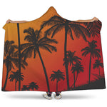 Tropical Palm Tree Sunset Print Hooded Blanket