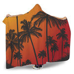 Tropical Palm Tree Sunset Print Hooded Blanket