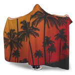 Tropical Palm Tree Sunset Print Hooded Blanket