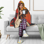 Tropical Palm Tree Sunset Print Hooded Blanket