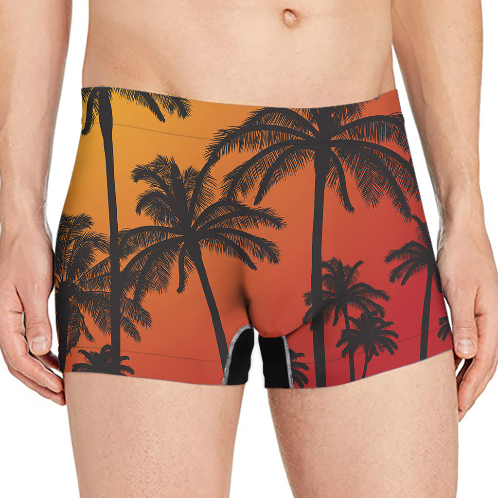 Tropical Palm Tree Sunset Print Men's Boxer Briefs