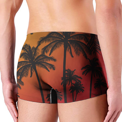 Tropical Palm Tree Sunset Print Men's Boxer Briefs