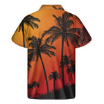 Tropical Palm Tree Sunset Print Men's Short Sleeve Shirt