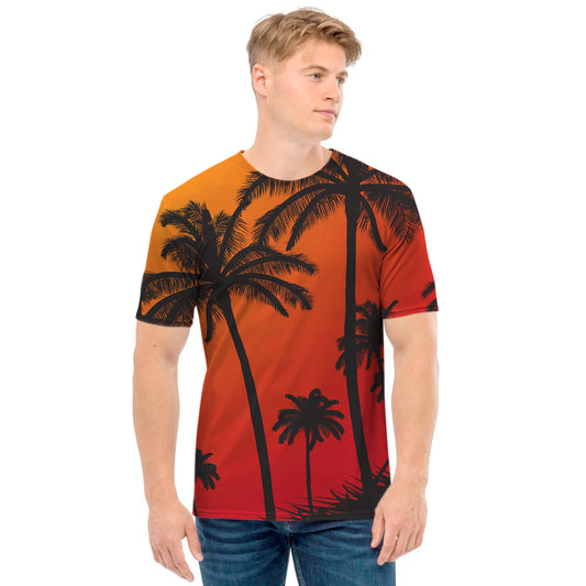 Tropical Palm Tree Sunset Print Men's T-Shirt
