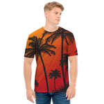 Tropical Palm Tree Sunset Print Men's T-Shirt