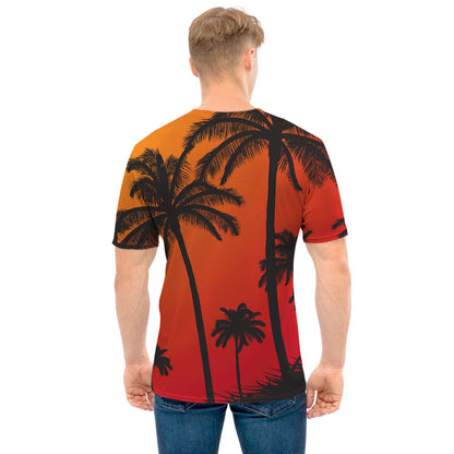 Tropical Palm Tree Sunset Print Men's T-Shirt