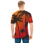Tropical Palm Tree Sunset Print Men's T-Shirt