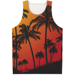 Tropical Palm Tree Sunset Print Men's Tank Top