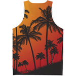 Tropical Palm Tree Sunset Print Men's Tank Top