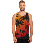 Tropical Palm Tree Sunset Print Men's Tank Top