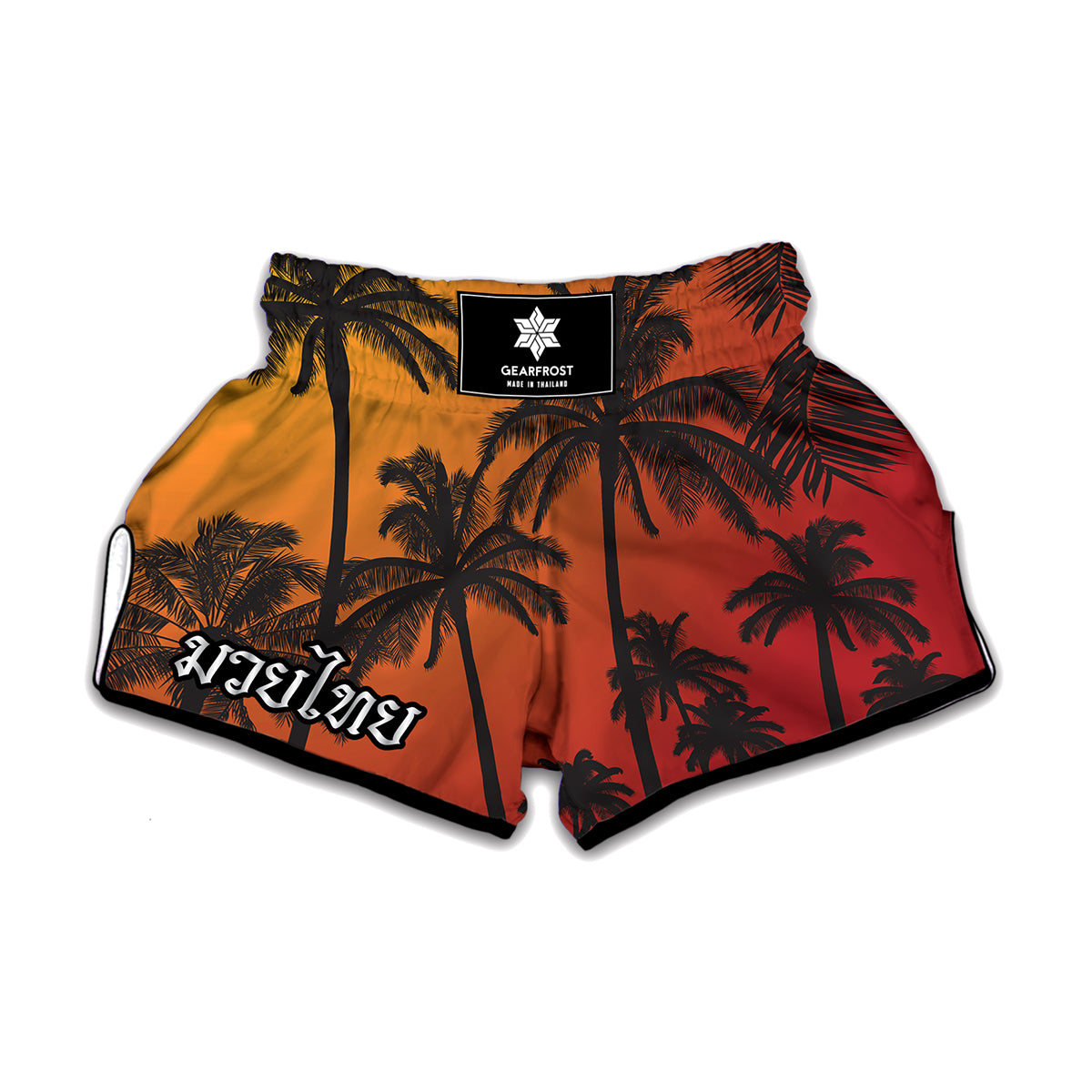Tropical Palm Tree Sunset Print Muay Thai Boxing Shorts