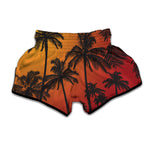 Tropical Palm Tree Sunset Print Muay Thai Boxing Shorts