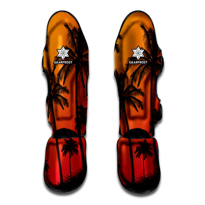 Tropical Palm Tree Sunset Print Muay Thai Shin Guard