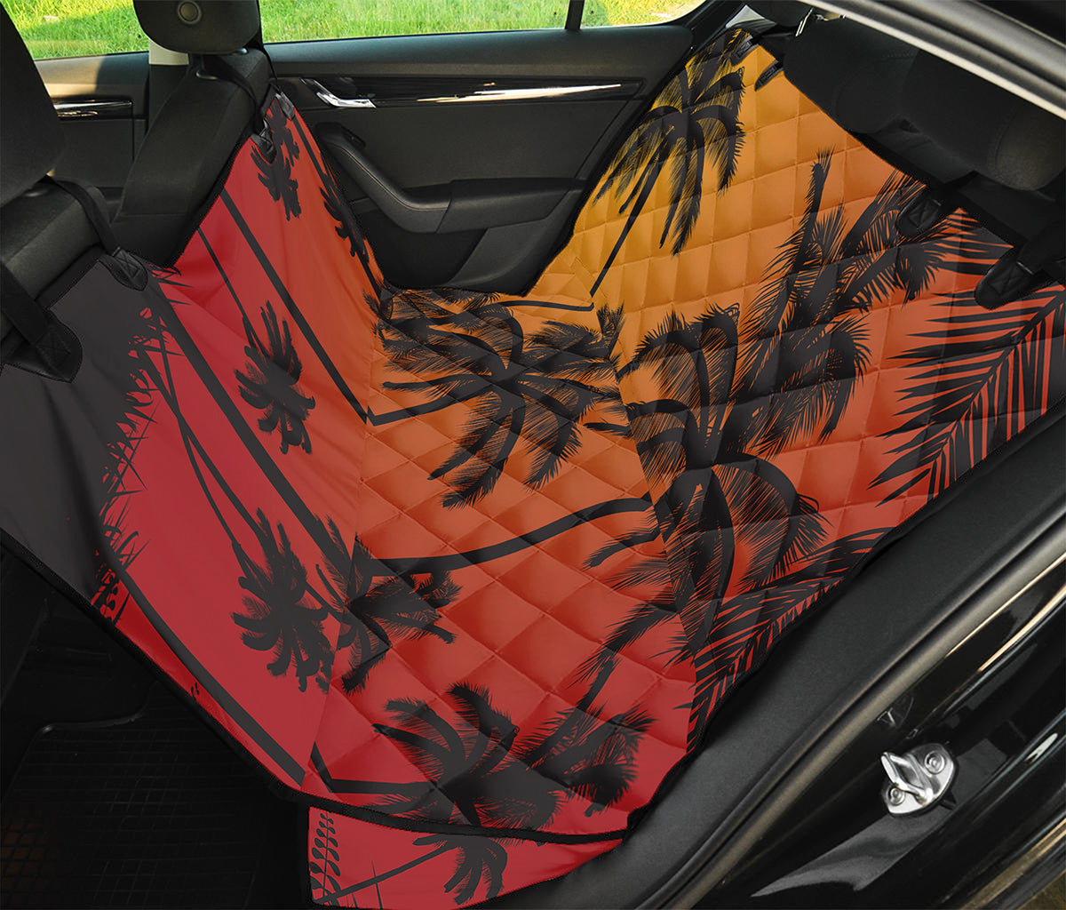 Tropical Palm Tree Sunset Print Pet Car Back Seat Cover